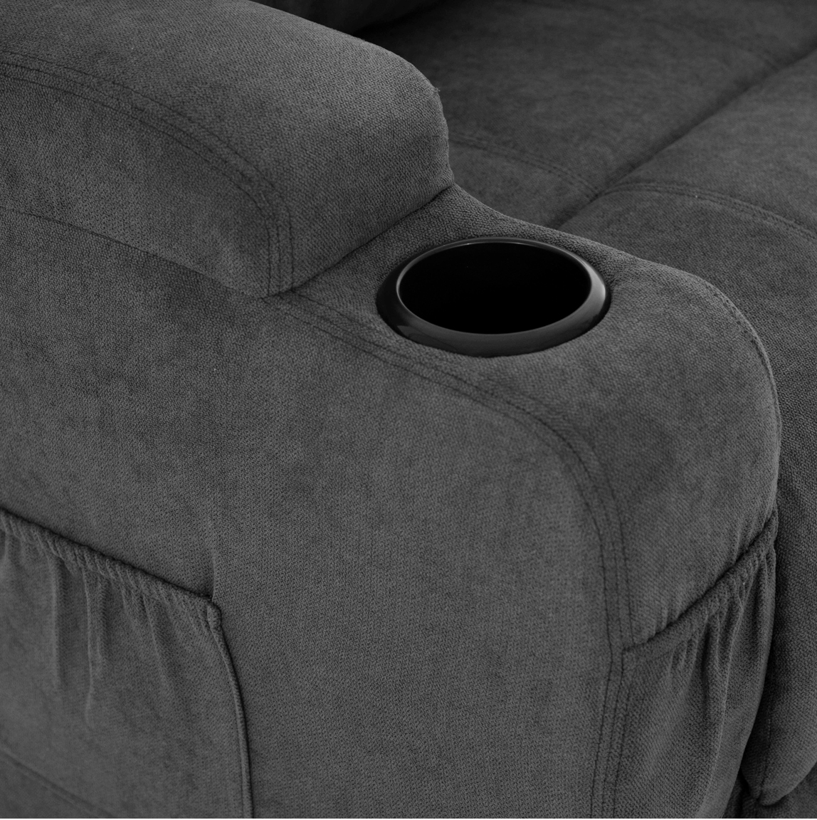 Masážne polohovacie kreslo s vyklápaním látkové, farba antracit