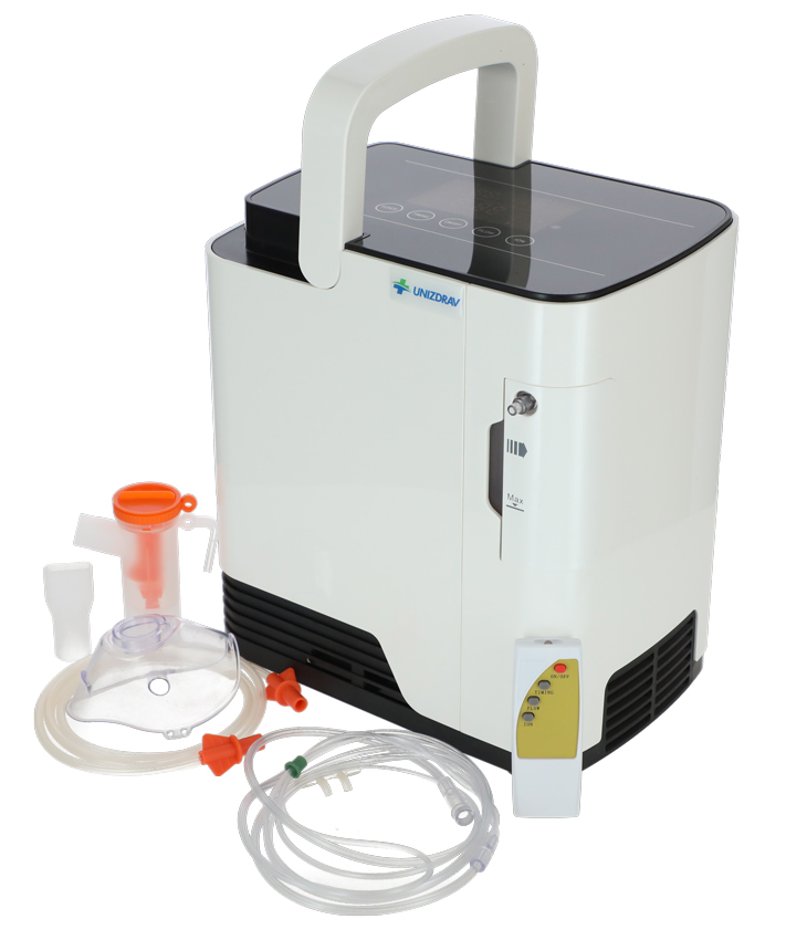Kyslíkový koncentrátor s hlasovým výstupom UNIZDRAV, 7 l/min, biely