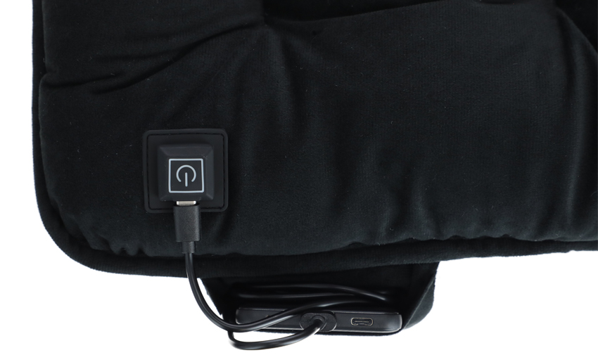 Prenosný vyhrievací vankúš na sedenie, čierny