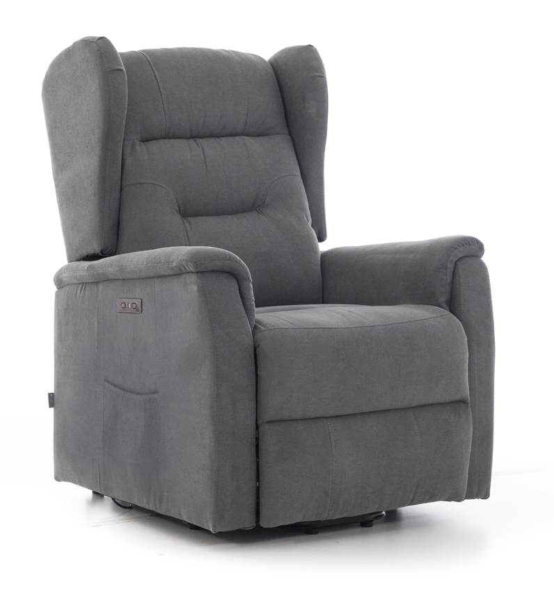 Relaxačné polohovacie kreslo COMFORT Ušiak s funkciou masáže a výhrevu, antracitová látka