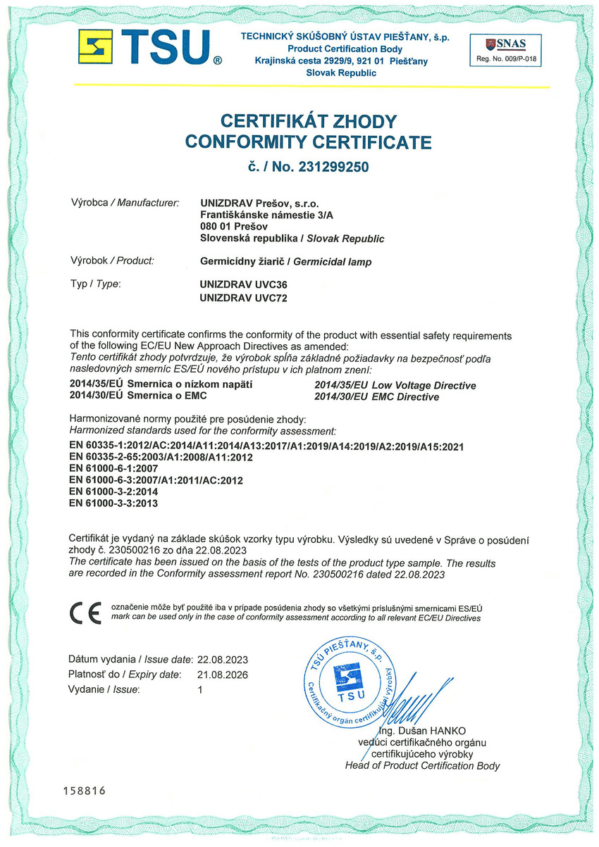 Germicídny žiarič UNIZDRAV uzavretý mobilný – biele vyhotovenie