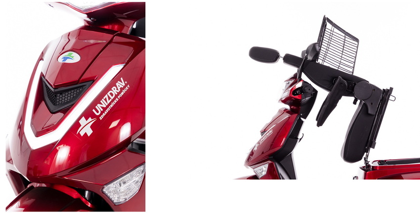 Elektrický trojkolesový skúter CHAMPION pre seniorov a imobilných – výkonný 1000 W motor, červený