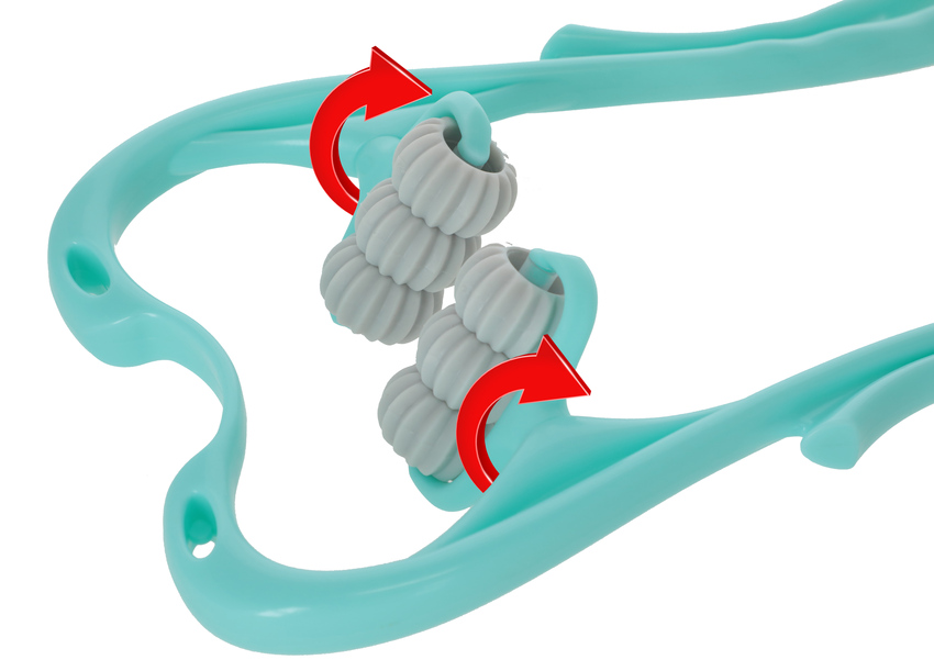 Masážna pomôcka na krčnú chrbticu so 6 valčekmi