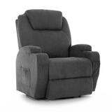 Masážne polohovacie kreslo s vyklápaním látkové, farba antracit