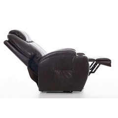 Masážne polohovacie kreslo s vyklápaním eko koža, tmavohnedé