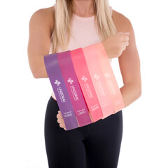 Odporové posilňovacie gumy ružové, sada 5 ks