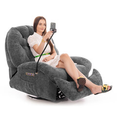 Štýlové relaxačné polohovacie kreslo TRENDY, antracitové