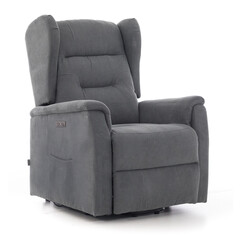 Relaxačné polohovacie kreslo COMFORT Ušiak s funkciou masáže a výhrevu, antracitová látka