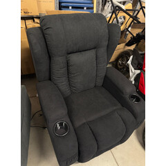 Relaxačné polohovacie kreslo, čierna látka - BEZ PÔVODNÉHO OBALU. MIERNÝ ROZDIEL VO FARBE - OPIERKA JE SVETLEJŠIA