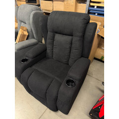 Relaxačné polohovacie kreslo, čierna látka - BEZ PÔVODNÉHO OBALU. MIERNÝ ROZDIEL VO FARBE - OPIERKA JE SVETLEJŠIA