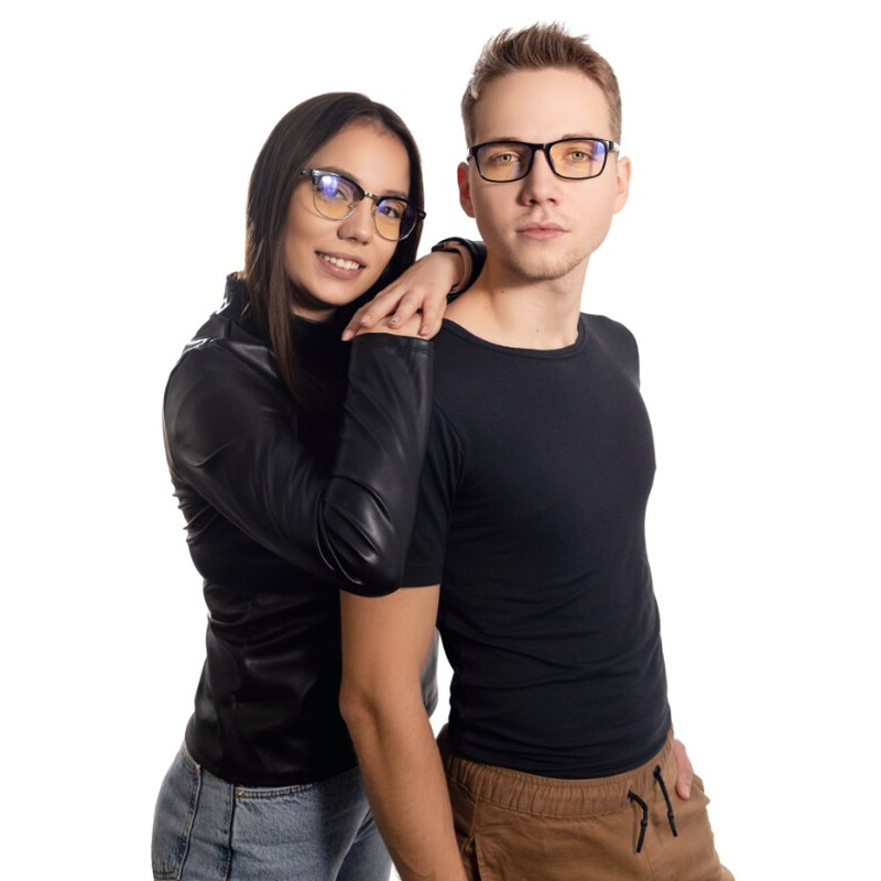 Okuliare proti modrému svetlu UNIZDRAV čierne - unisex + puzdro, vrecúško a testovacia sada