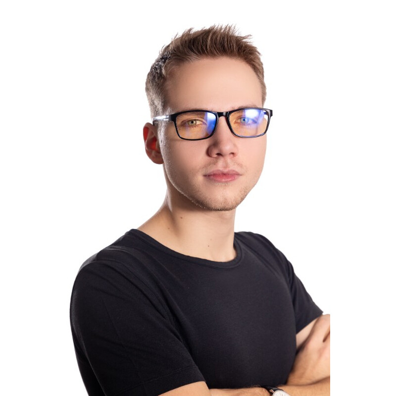 Okuliare proti modrému svetlu UNIZDRAV čierne - unisex + puzdro, vrecúško a testovacia sada