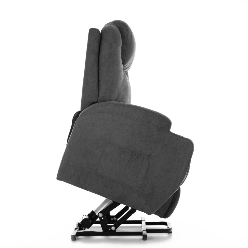 Masážne polohovacie kreslo s vyklápaním látkové, farba antracit