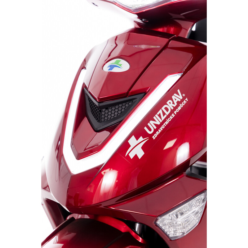 Elektrický trojkolesový skúter CHAMPION pre seniorov a imobilných – výkonný 1000 W motor, červený