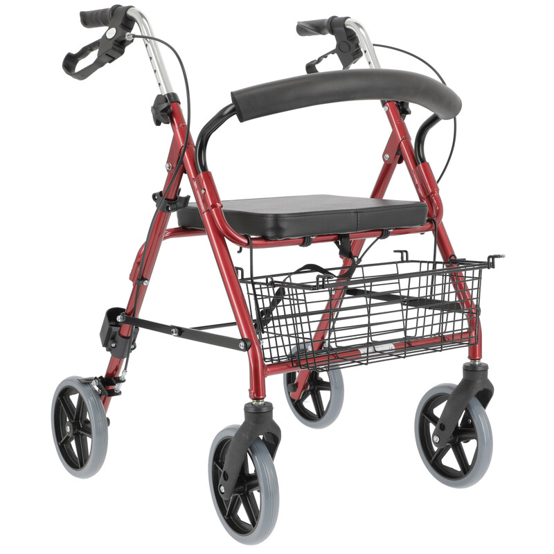 Štvorkolesové chodítko odľahčené, bordové