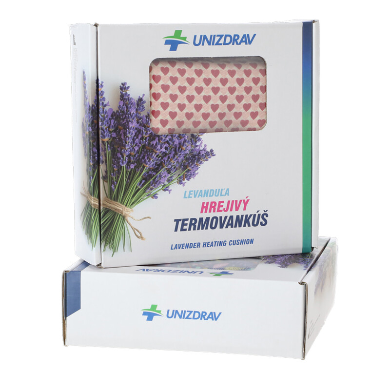 Hrejivý termo vankúš UNIZDRAV Levanduľa Srdcia