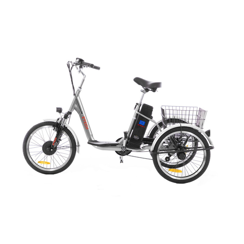 Trojkolesový elektrický bicykel Tornádo ZTECH, strieborný