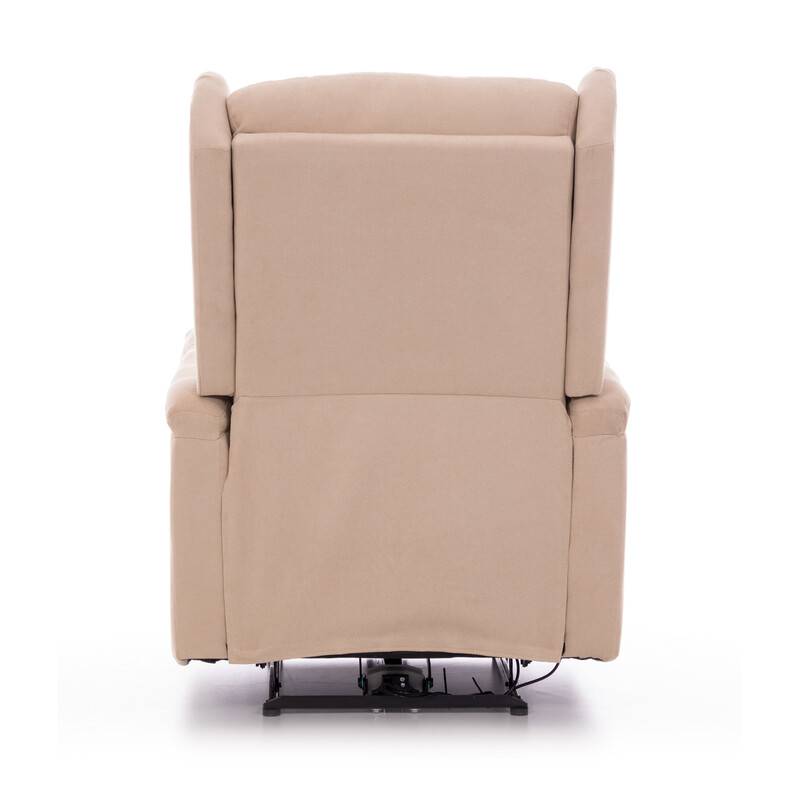 Relaxačné polohovacie kreslo COMFORT Ušiak s funkciou masáže a výhrevu, béžová látka