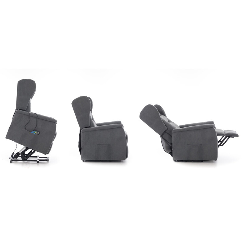 Masážne polohovacie kreslo s vyklápaním COMFORT+, antracitová látka